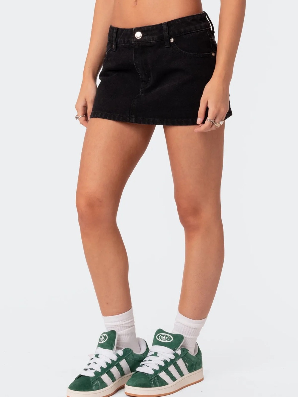 Edikted Spencer low rise denim mini skirt washed faded black size medium NWT